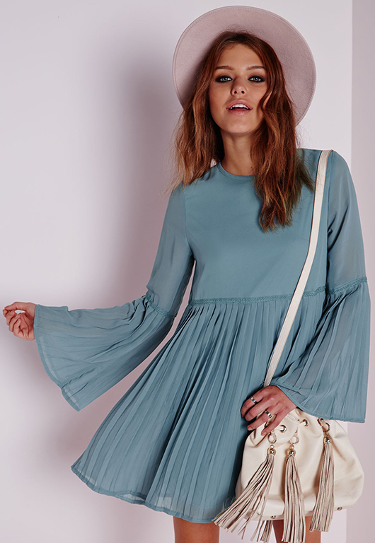 MISSGUIDED Long Sleeve Pleated Swing Dress £30 [Click to Shop]