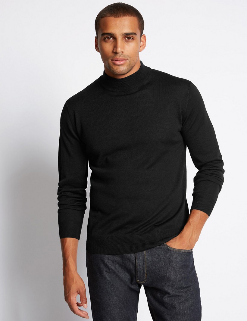 M&S COLLECTION LONG SLEEVE ROLL NECK JUMPER