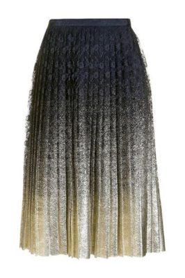 TOPSHOP PLEATED FOIL LACE SKIRT