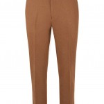 TOPMAN CAMEL WOOL BLEND CROPPED RELAXED FIT TROUSERS